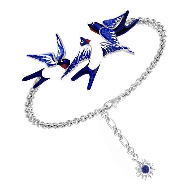 Браслет из белого золота c эмаль и сапфиром