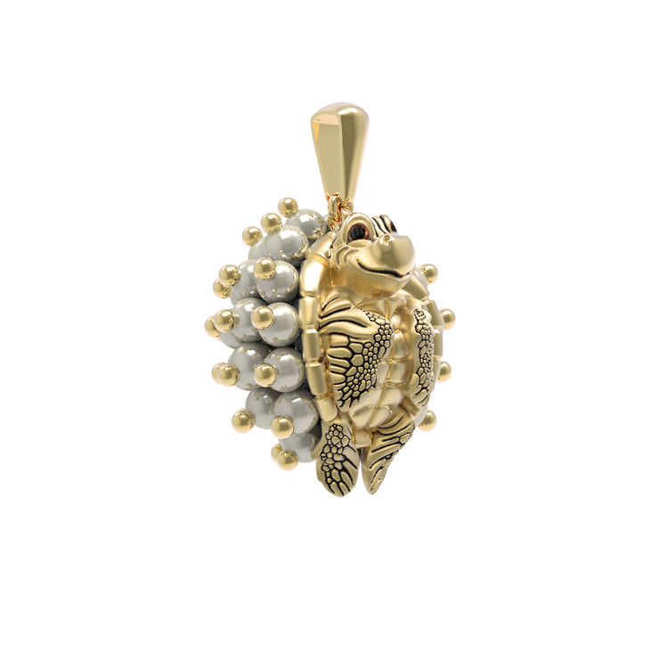 Подвеска из лимонного золота c эмаль и жемчугом