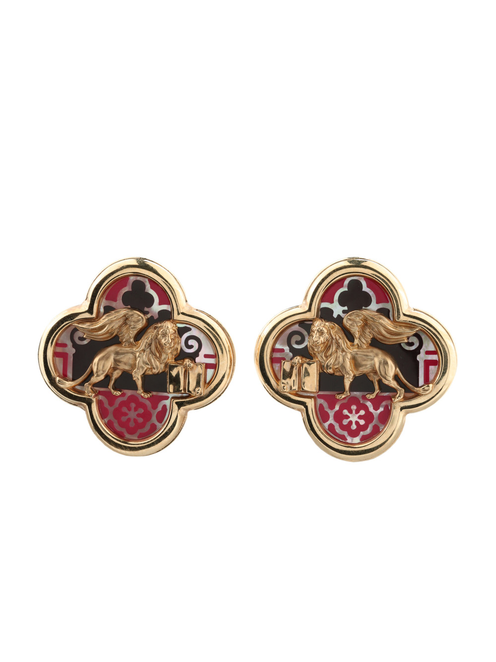 Серьги из золота c эмаль и перламутром