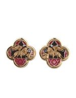 Серьги из золота 585 пробы c эмалью и перламутром