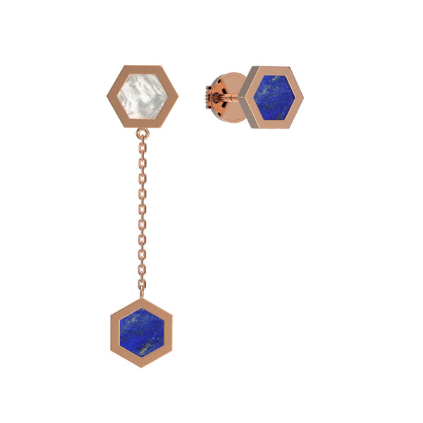 Серьги из золота c лазуритом и перламутром