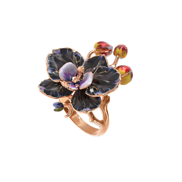 Кольцо из золота c эмаль