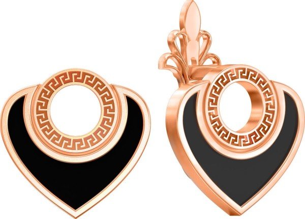 Серьги из золота 585 пробы c ониксом
