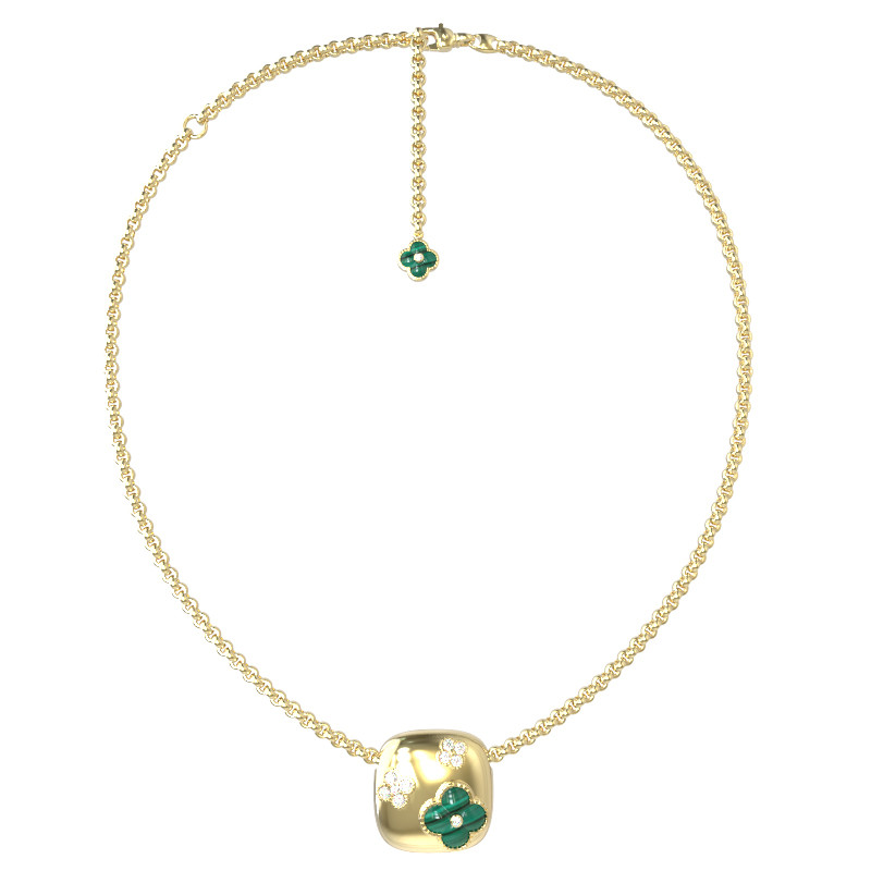 Колье из лимонного золота c бриллиантами и малахитом