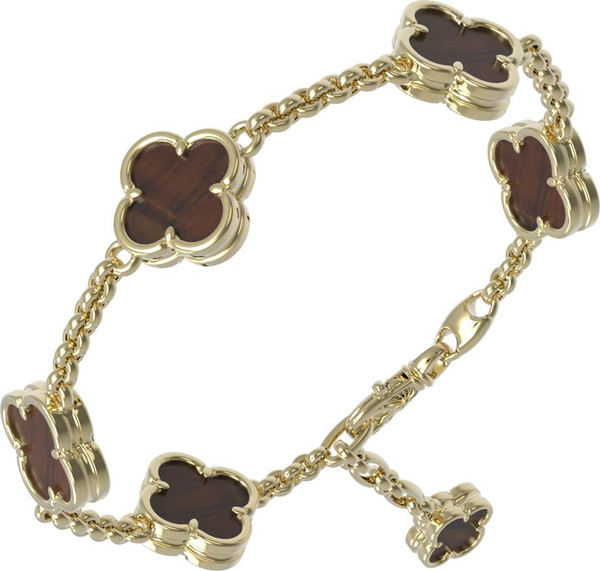 Браслет из лимонного золота c тигровым глазом