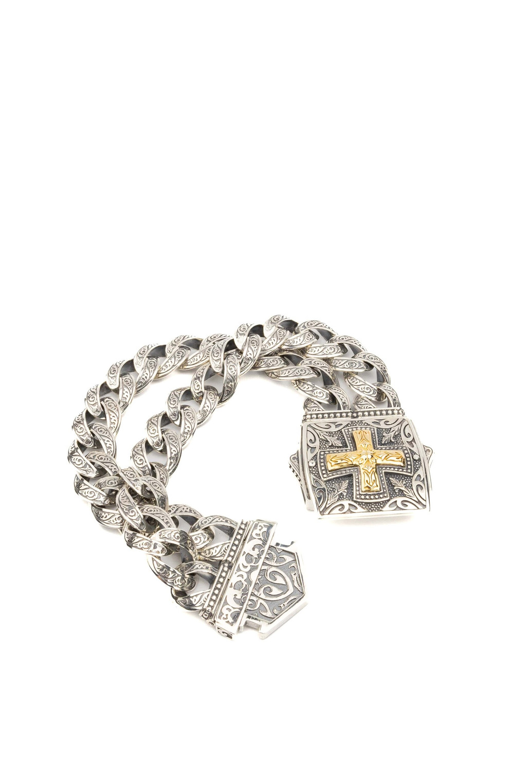 Браслет из серебра и золота c рубином