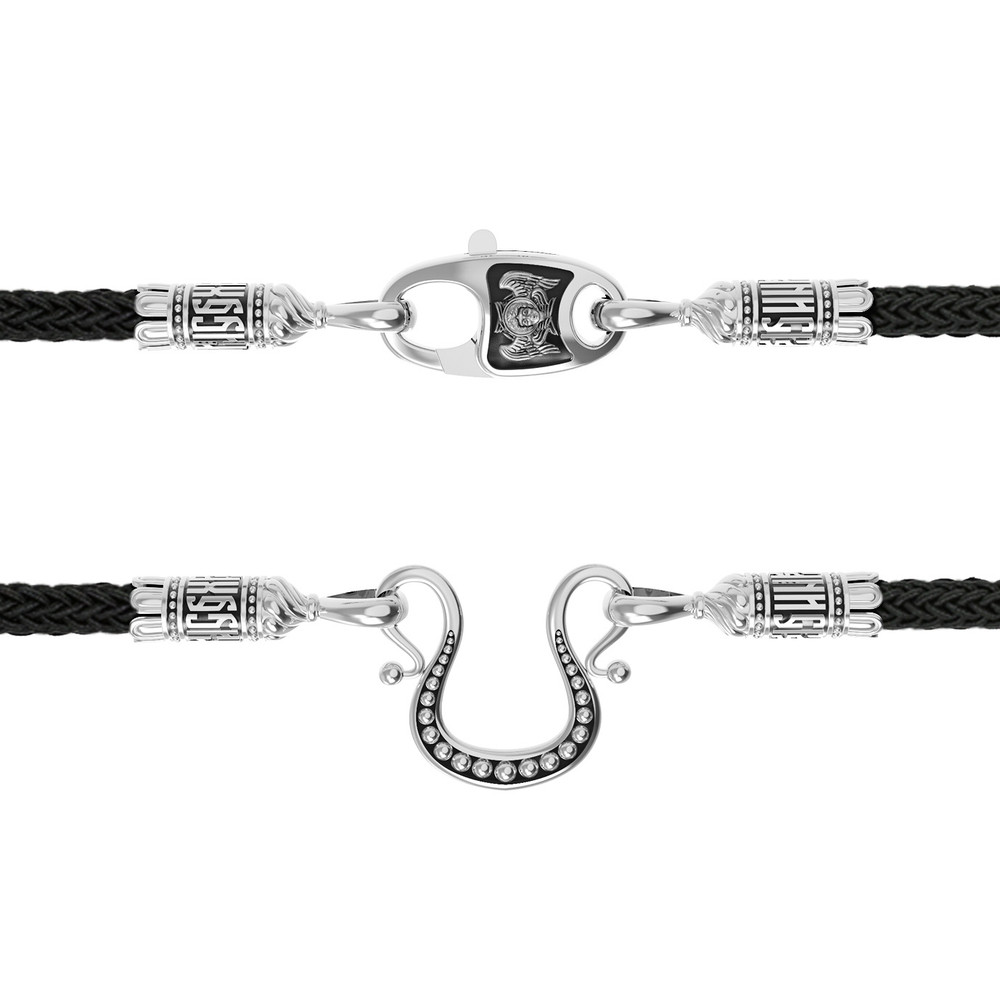 Шнурок шёлковый из белого золота c шёлковым шнурком