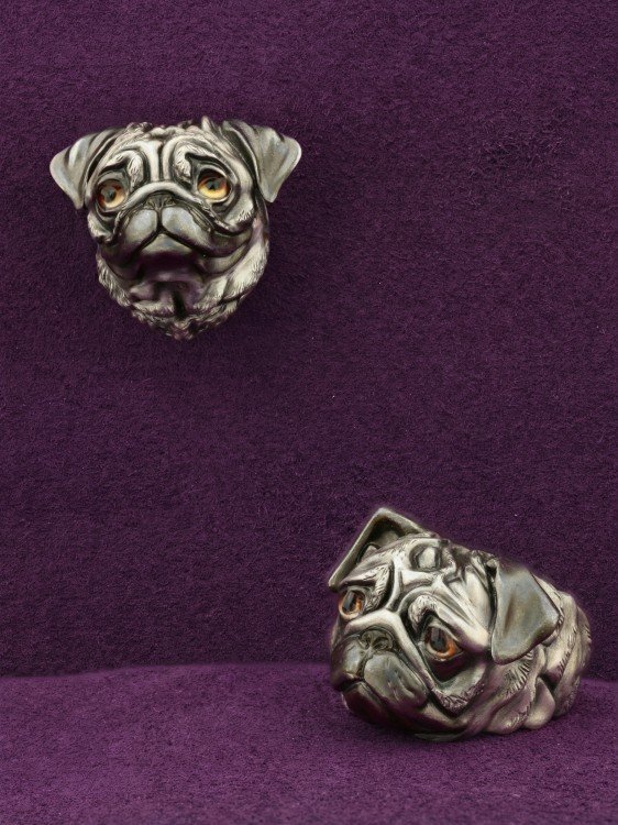 Подвеска из белого золота c эмаль