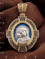 Образок из лимонного золота 585 пробы c эмалью