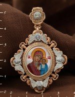 Образок из золота 585 пробы c эмалью и перламутром