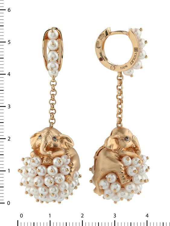 Серьги из золота c эмаль и жемчугом