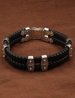 Браслет из серебра 925 пробы c кожаным шнурком