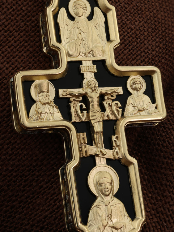 Крест из лимонного золота c ониксом