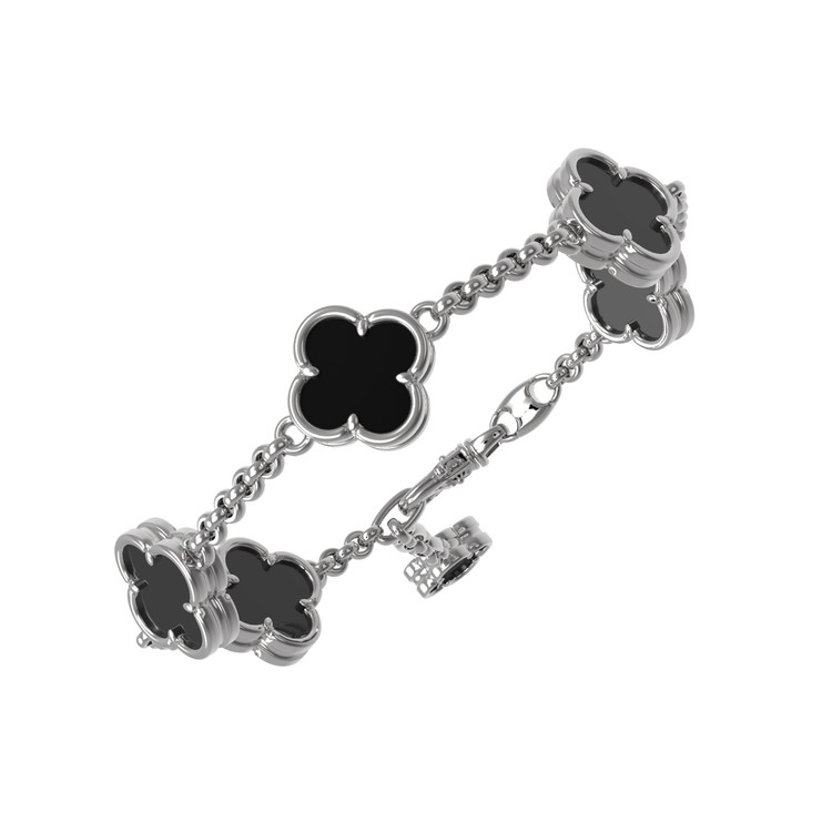 Браслет из белого золота c ониксом