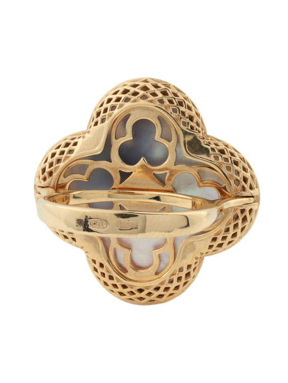 Кольцо из золота c эмаль и перламутром