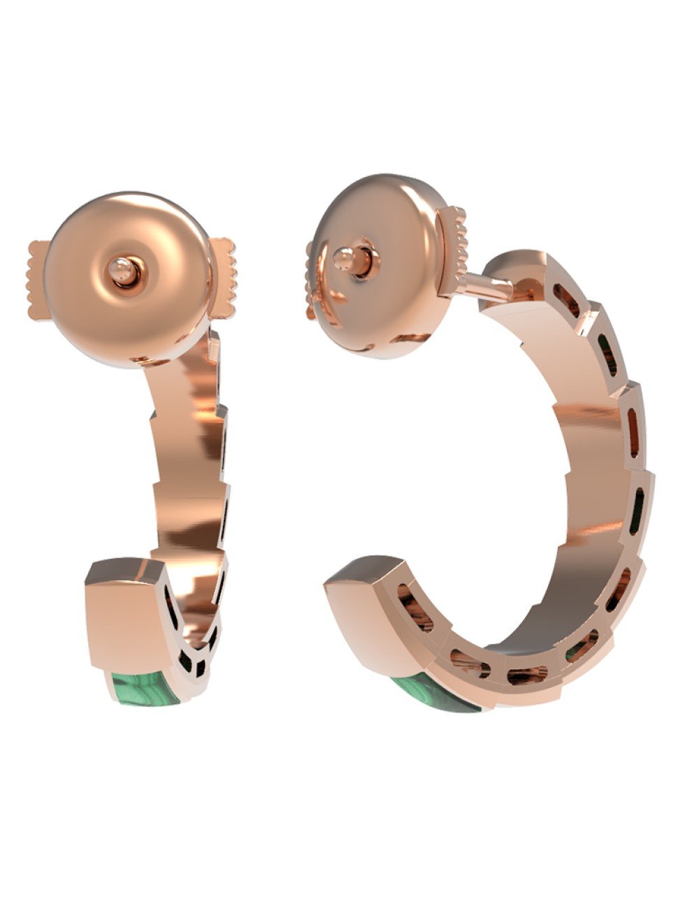 Серьги из золота 585 пробы c малахитом