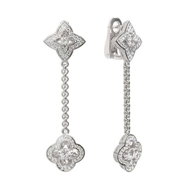 Серьги из белого золота c бриллиантами