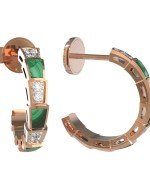 Серьги из золота 585 пробы c бриллиантами и малахитом