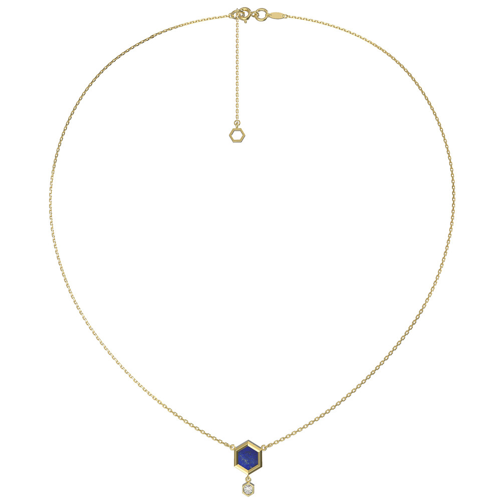 Колье из лимонного золота c бриллиантами и лазуритом