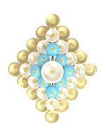 Подвеска из лимонного золота 585 пробы c бирюзой и перламутром