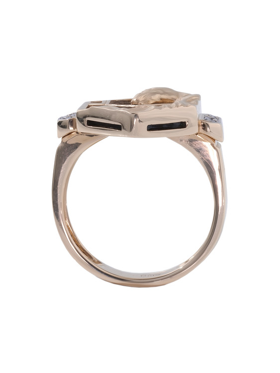 Кольцо из золота c бриллиантами и ониксом