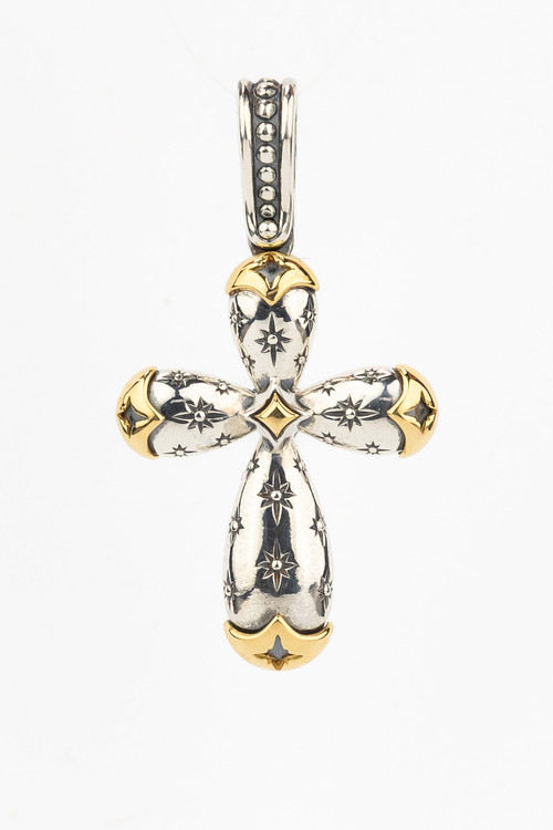Крест из серебра и золота c фианитом