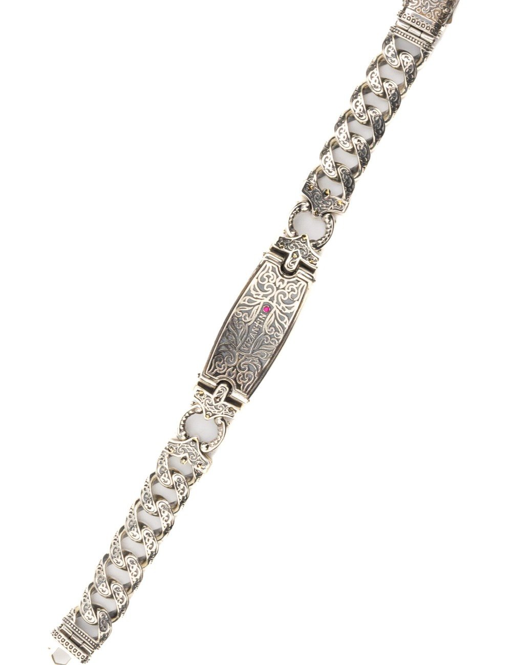 Браслет из серебра 925 пробы и золота 750 пробы c рубином