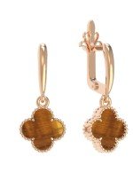 Серьги из золота 585 пробы c тигровым глазом