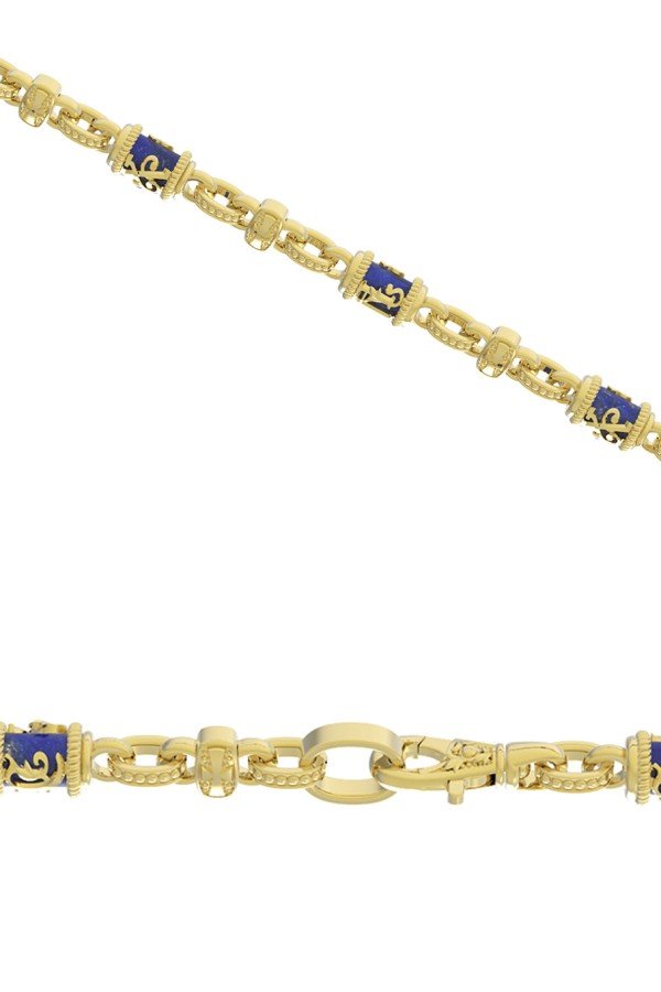 Цепь из лимонного золота c лазуритом