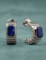 Серьги из белого золота 585 пробы c лазуритом