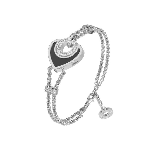 Браслет из белого золота c бриллиантами, ониксом и перламутром