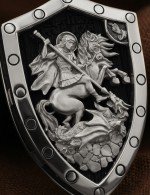 Образок из белого золота 585 пробы c эбеновым деревом