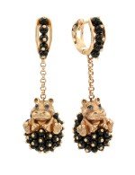 Серьги из золота 585 пробы c эмалью и ониксом