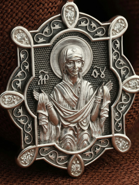 Образок из белого золота c бриллиантами