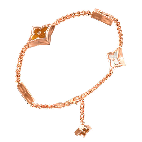 Браслет из золота c тигровым глазом и перламутром