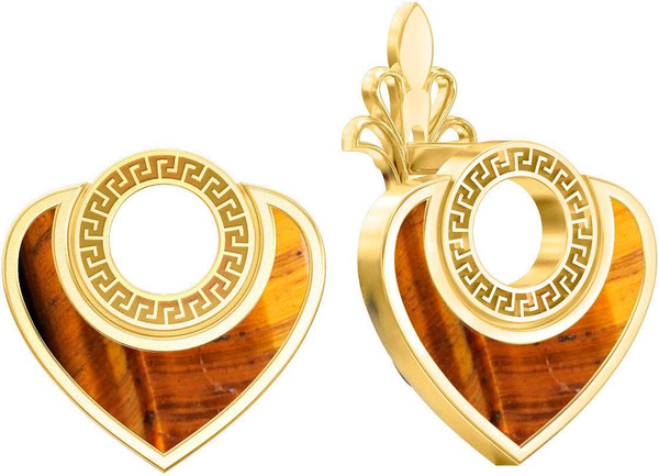 Серьги из лимонного золота c тигровым глазом