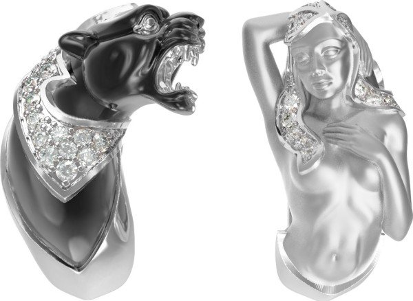 Серьги из белого золота 585 пробы c фианитом