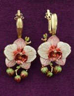 Серьги из лимонного золота 585 пробы c эмалью