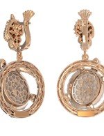 Серьги из золота 585 пробы c эмалью и бивнем мамонта