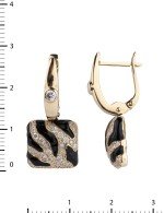Серьги из лимонного золота 585 пробы c эмалью и бриллиантами