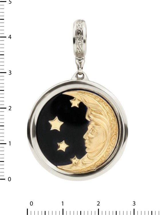 Подвеска из белого золота c ониксом и перламутром