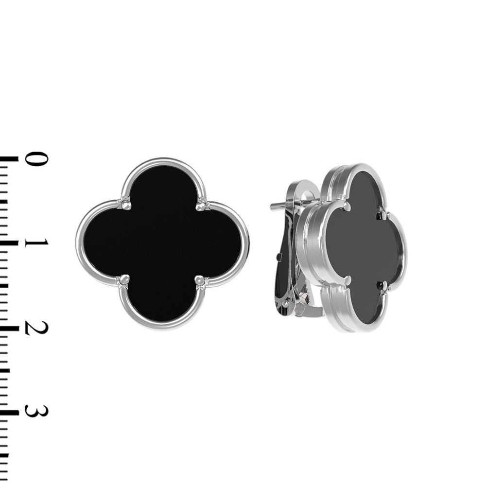 Серьги из белого золота c ониксом