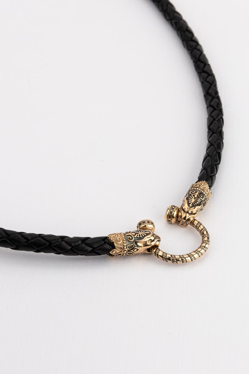 Шнурок кожаный из золота c кожаным шнурком