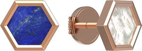 Серьги из золота 585 пробы c лазуритом и перламутром