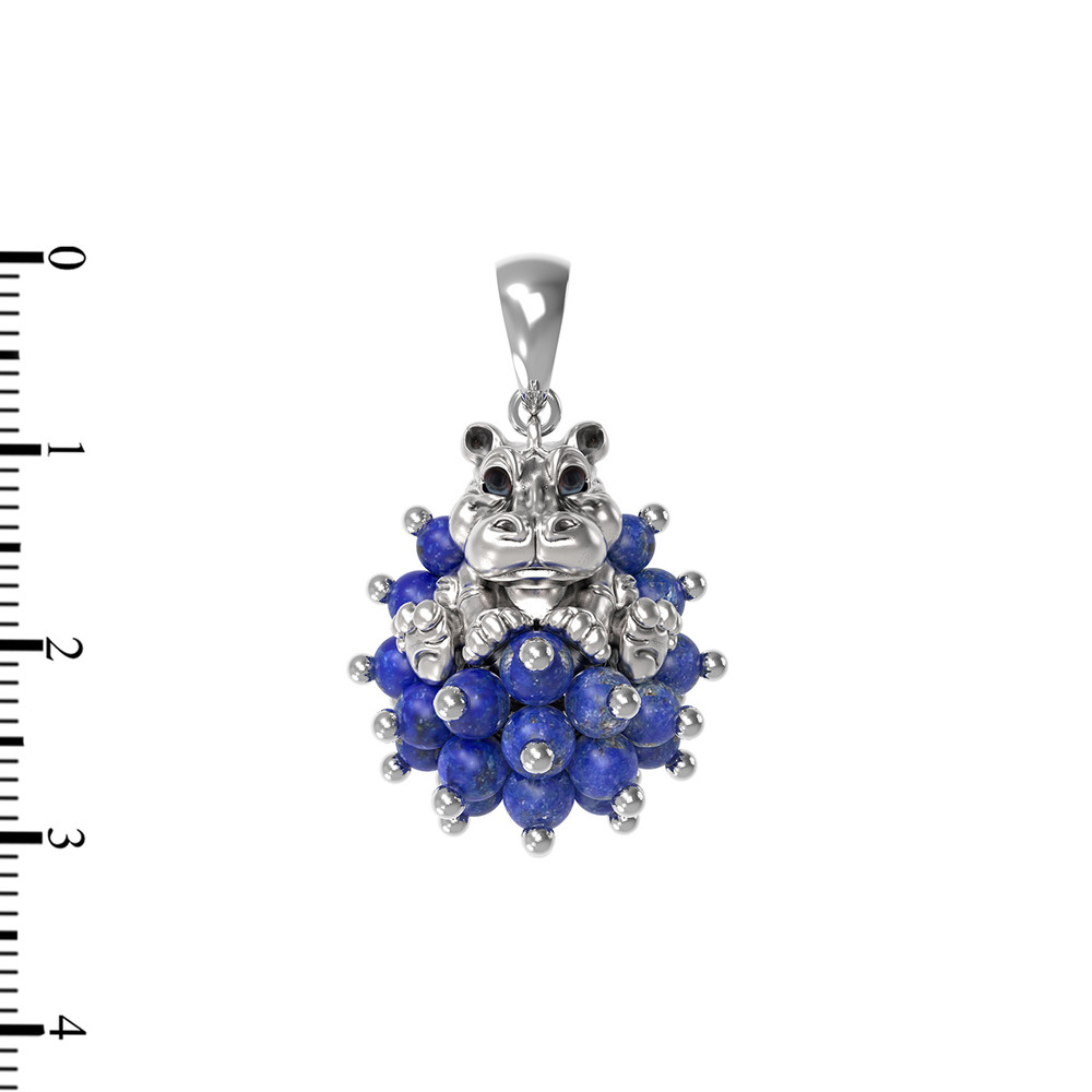 Подвеска из белого золота c эмаль и лазуритом