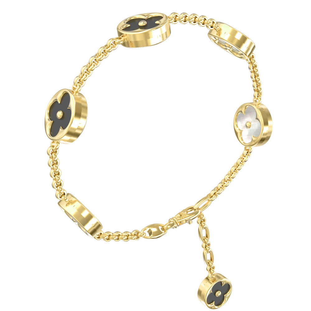 Браслет из лимонного золота c ониксом и перламутром