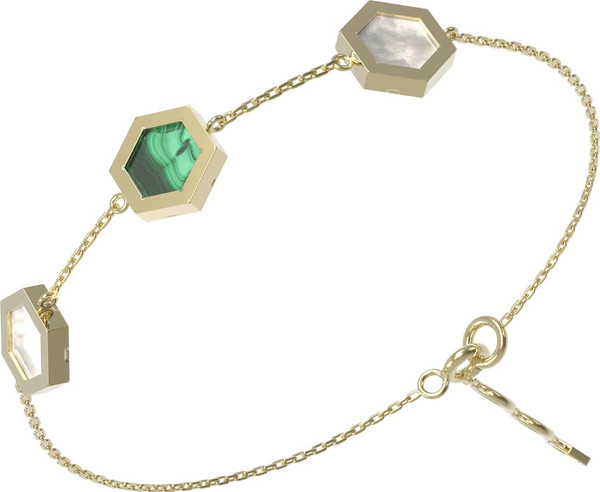 Браслет из лимонного золота c малахитом и перламутром