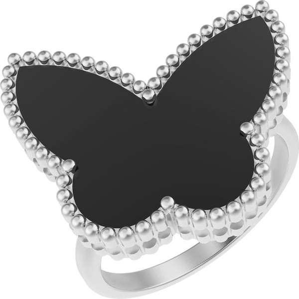 Кольцо из белого золота c ониксом