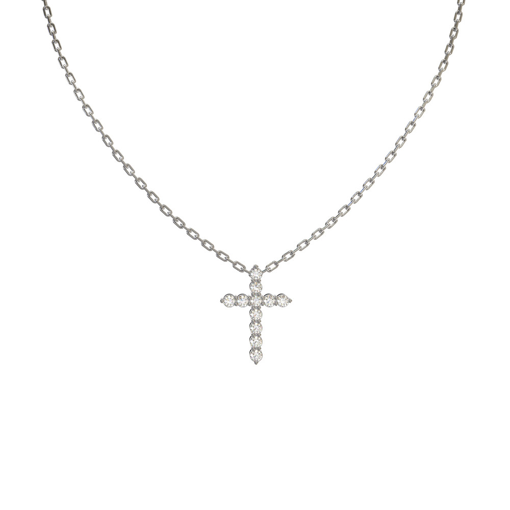 Крест из белого золота c бриллиантами