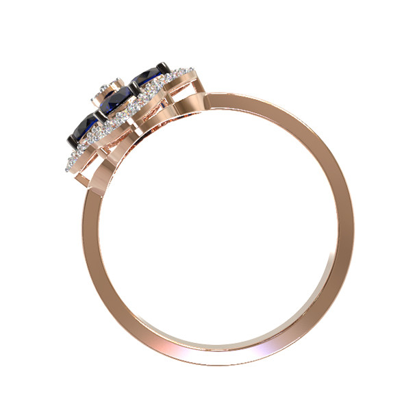 Кольцо из золота c бриллиантами и сапфиром